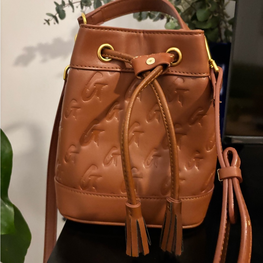 Elegant Tan Embossed Mini Bag